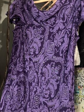 Y2K Vintage Eva Blue Plus Size Petite Purple Beaded Dress